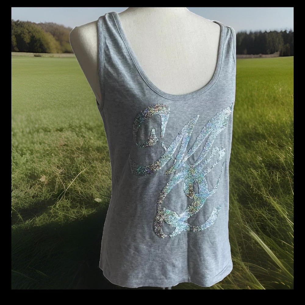 Alexander McQUEEN  unique vintage Tank Top  top t- shirt gray with sequins M